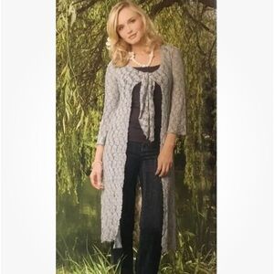 CAbi #891 Long open Lace kimono Duster Cardigan Color Mist Y2K beach festival